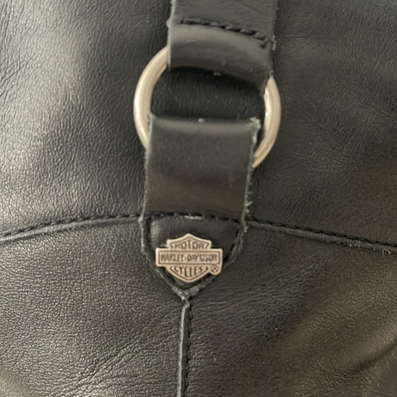 HARLEY DAVIDSON Black Leather Mid-Calf Biker Boot Size 7.5 Strap Buckle 2" Heel - Picture 5 of 15